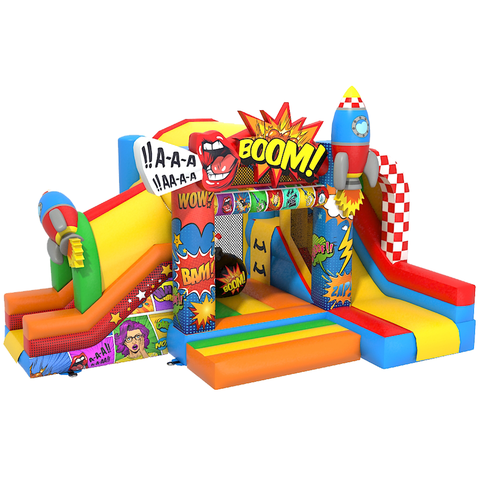 Bouncy Castle with 2 Slides 3D Comic