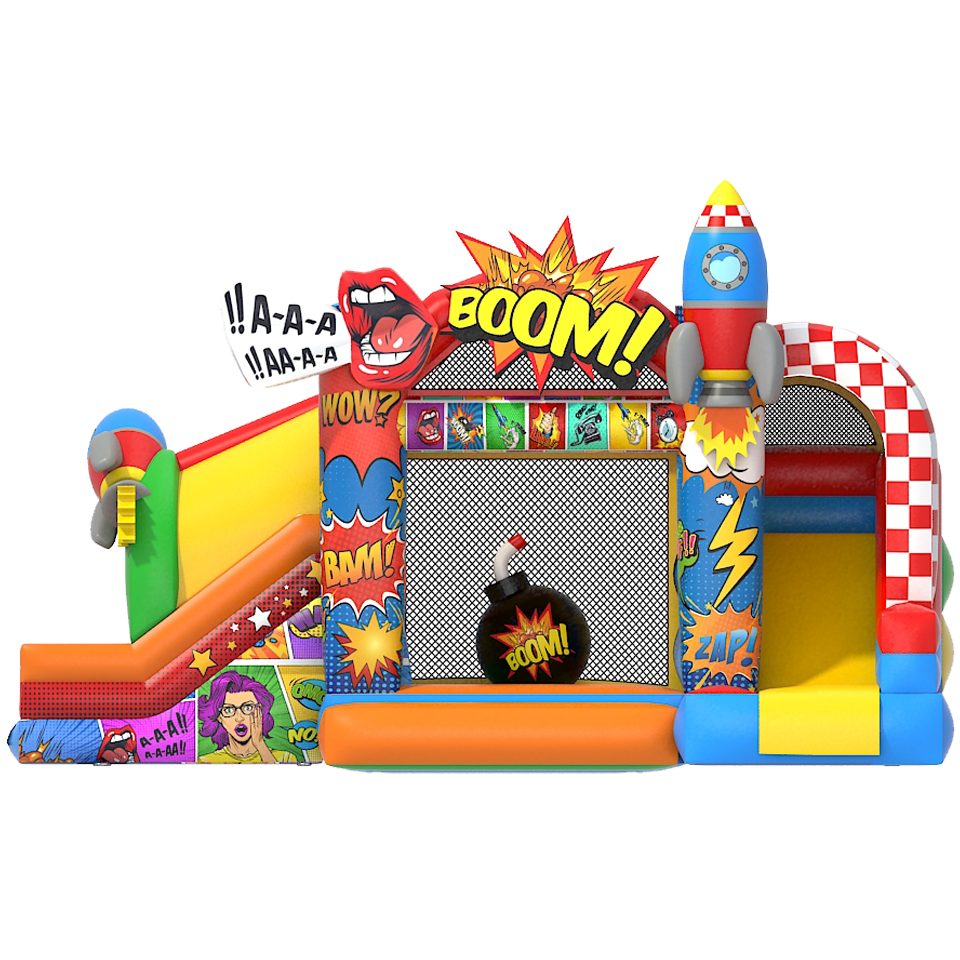 Bouncy Castle with 2 Slides 3D Comic
