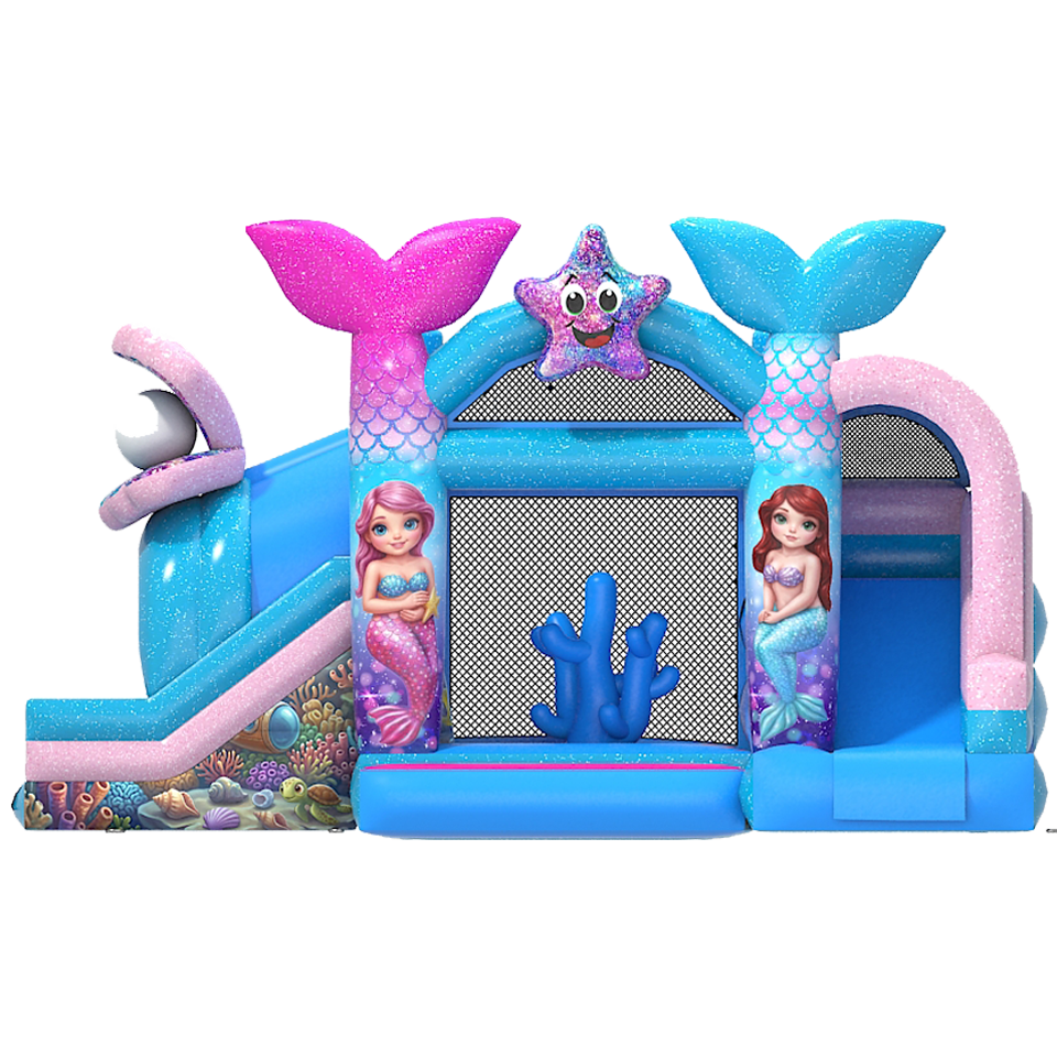 Bouncy Castle with 2 Slides 3D Glitter Mermaid