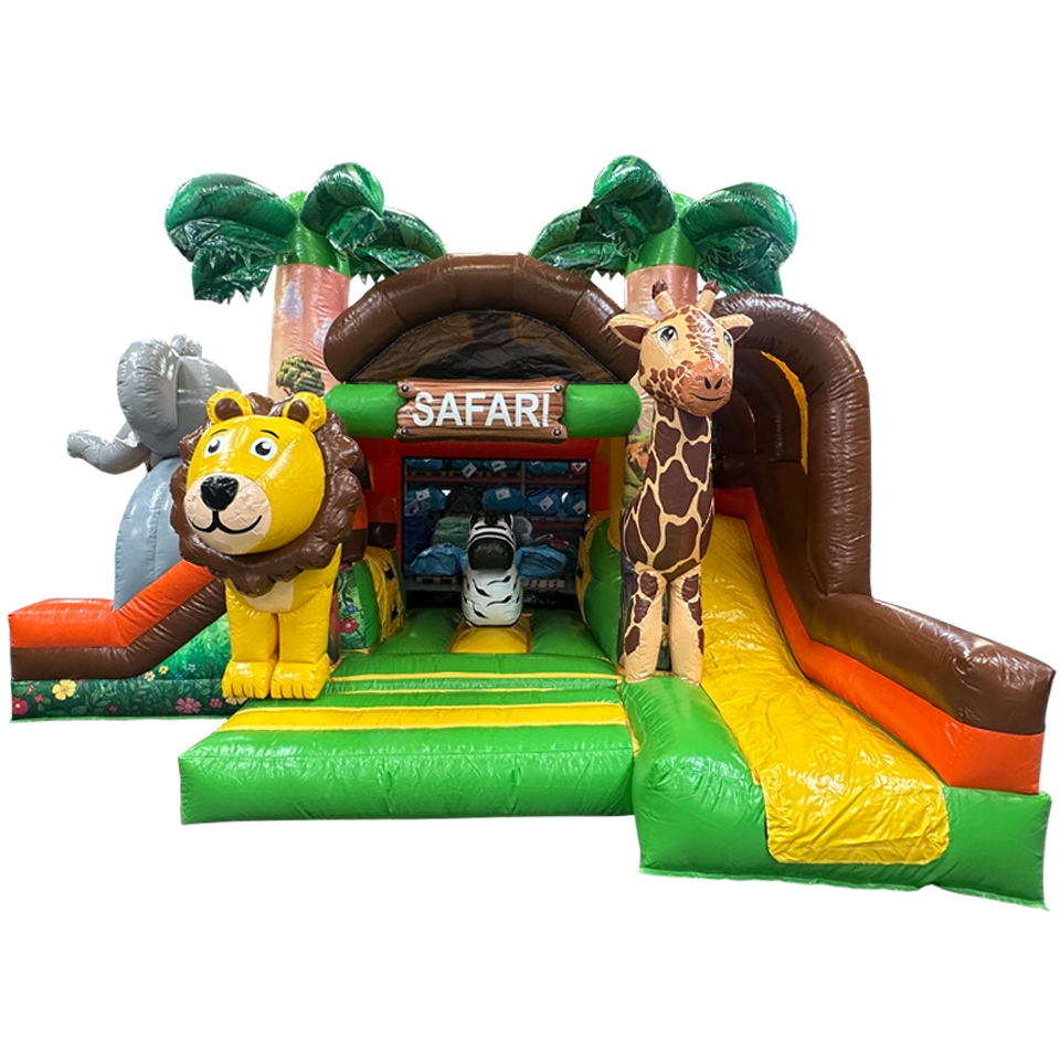 Bouncy Castle with 2 Slides 3D Safari