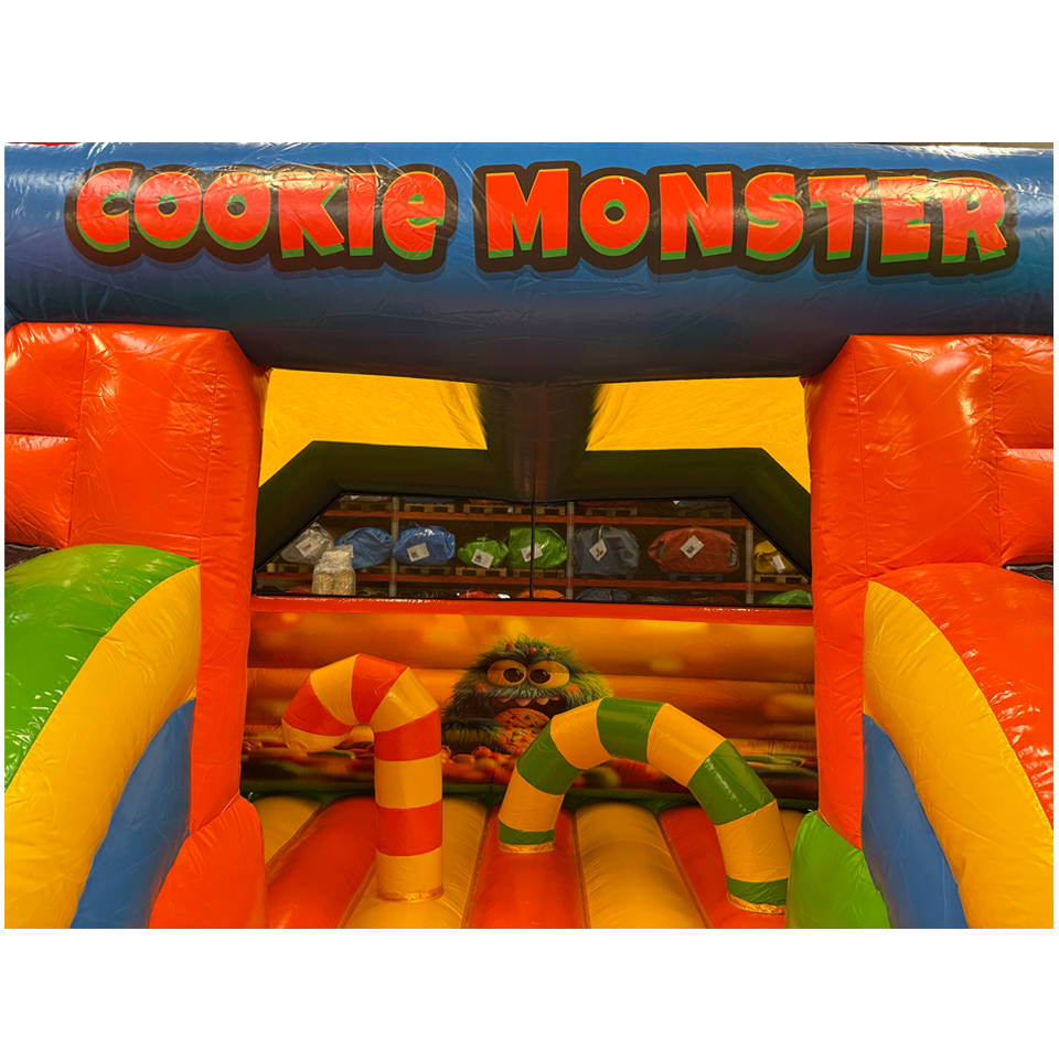 Combo Midi 2 Slides Cookie Monster Bouncy Castle without Small Pools