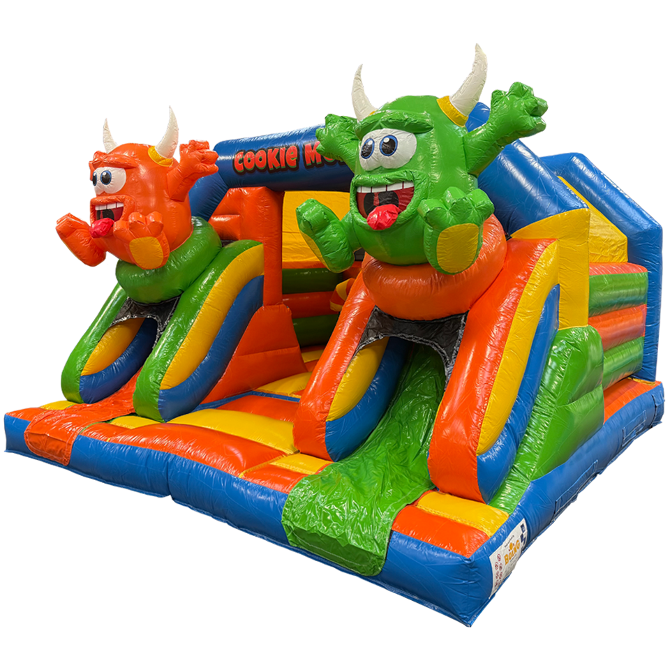 Combo Midi 2 Slides Cookie Monster Bouncy Castle without Small Pools