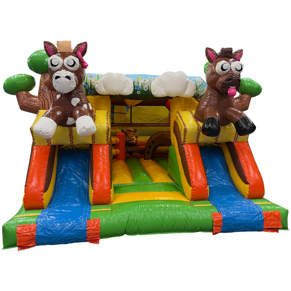Combo Midi 2 Slides Horses Inflatable